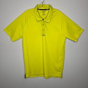 Oakley Regular Fit Neon Yellow Short Sleeve Polo Mens L Three Button 432394ODM,